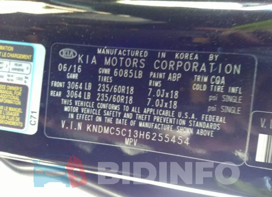 KNDMC5C13H6255454 Photo# 9