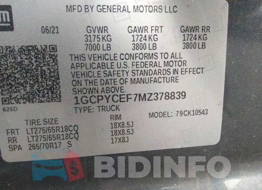 1GCPYCEF7MZ378839 Photo# 9