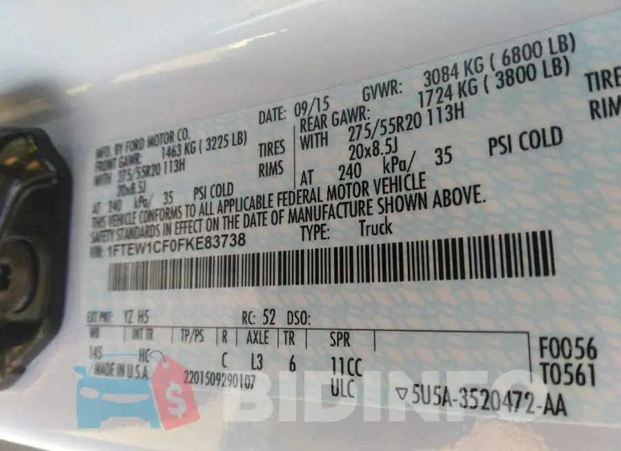 1FTEW1CF0FKE83738 Photo# 9