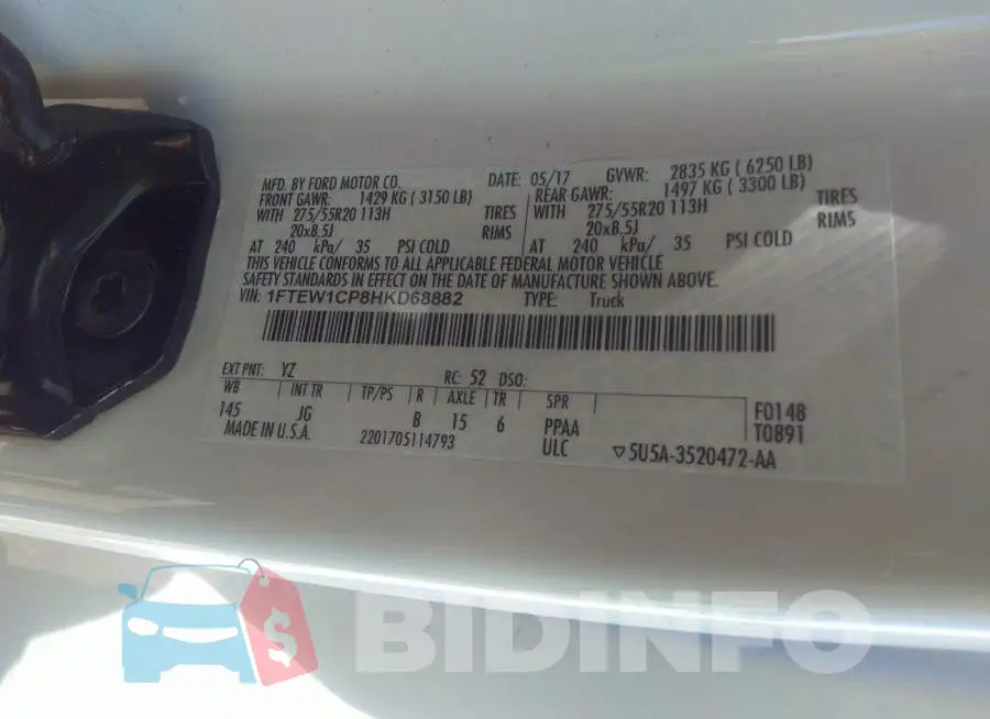 1FTEW1CP8HKD68882 Photo# 9