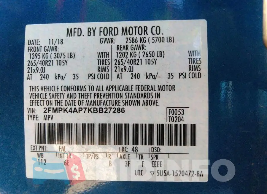 2FMPK4AP7KBB27286 Photo# 9