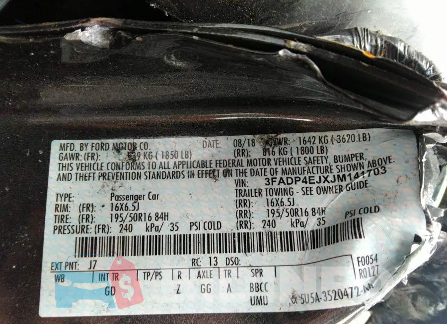 3FADP4EJXJM141703 Photo# 9