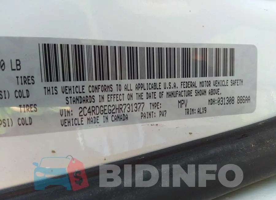 2C4RDGEG2HR731377 Photo# 9