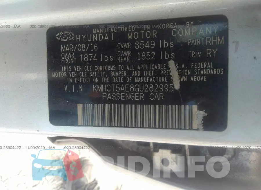 KMHCT5AE8GU282995 Photo# 9