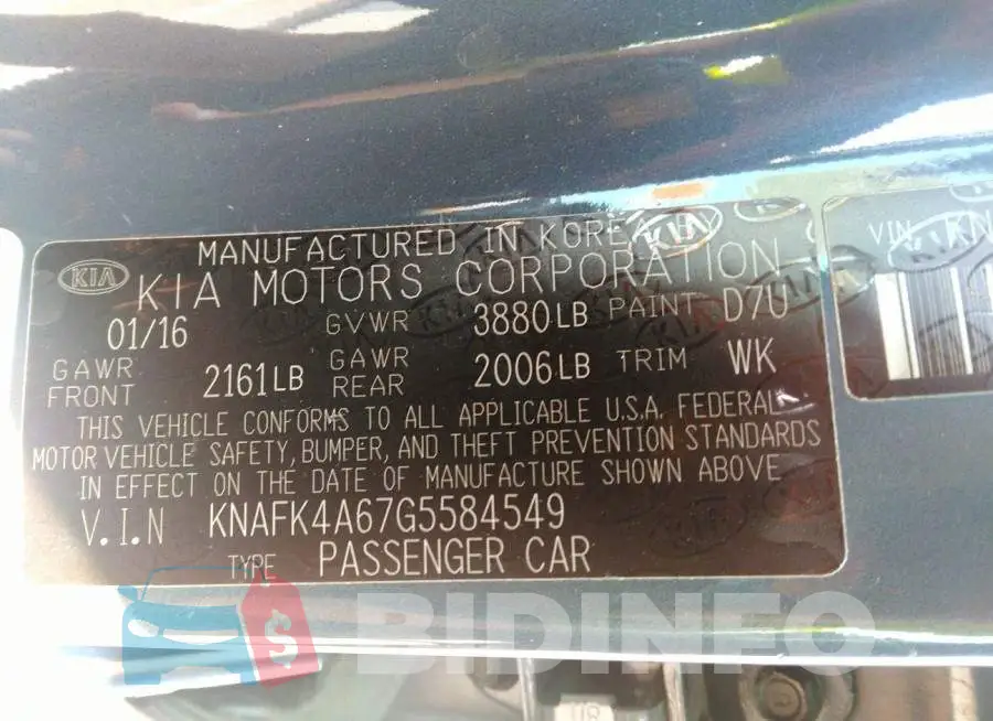 KNAFK4A67G5584549 Photo# 9