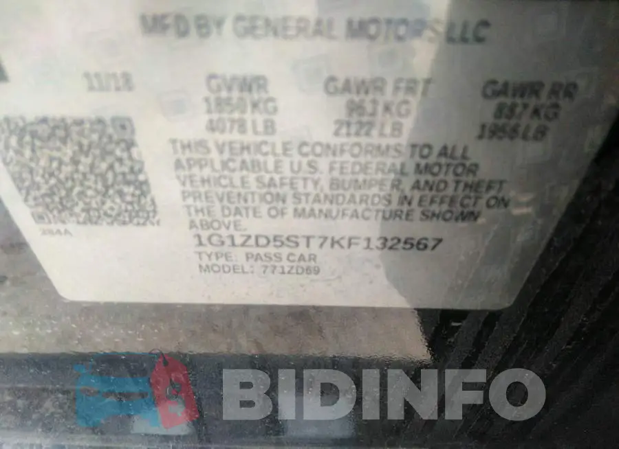 1G1ZD5ST7KF132567 Photo# 9