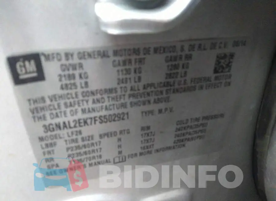 3GNAL2EK7FS502921 Photo# 9
