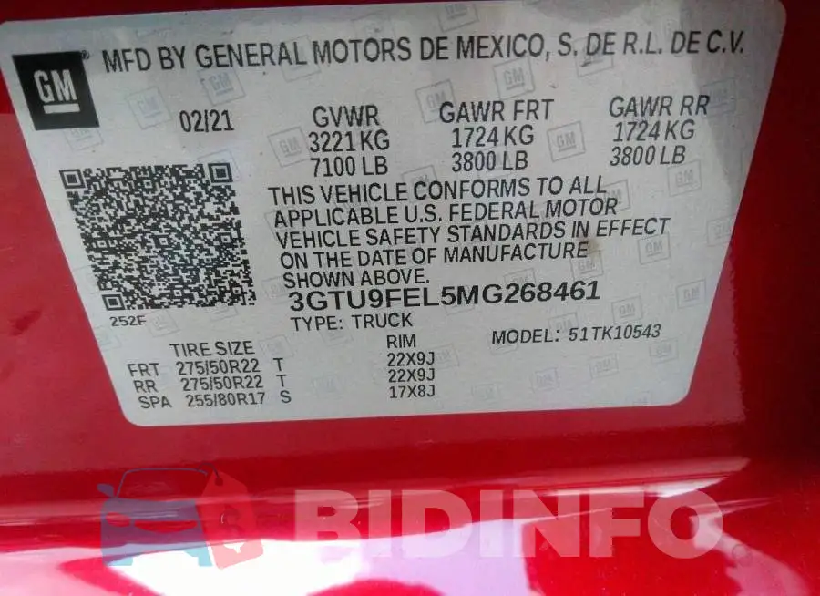 3GTU9FEL5MG268461 Photo# 9
