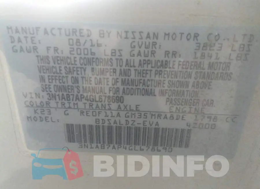 3N1AB7AP4GL678690 Photo# 9
