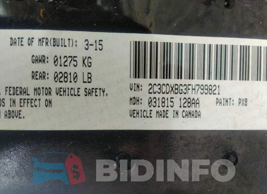 2C3CDXBG3FH799821 Photo# 9