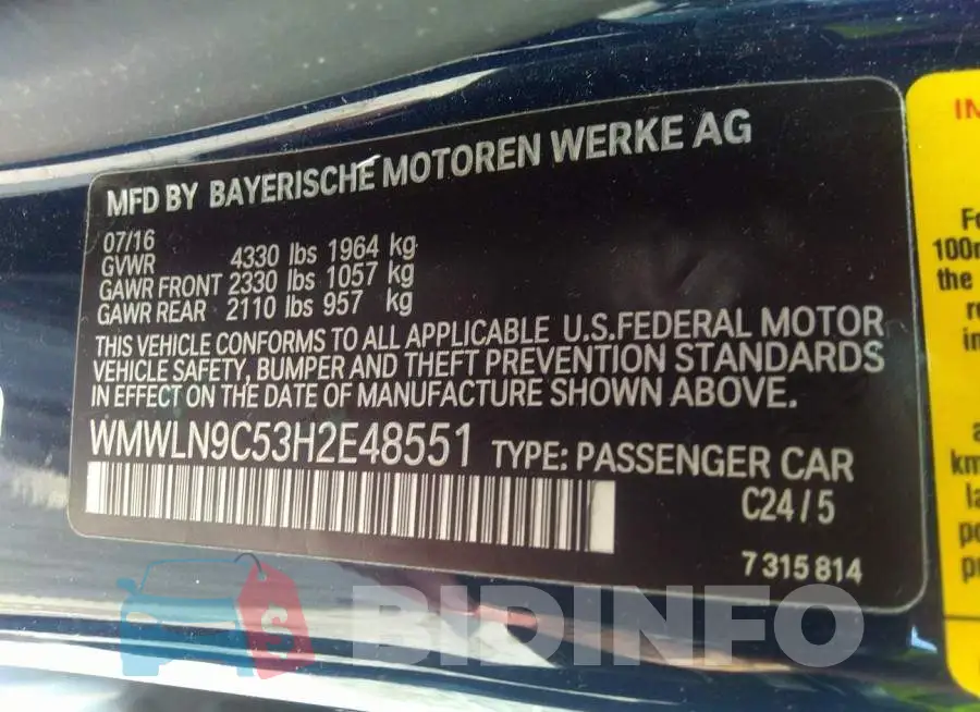 WMWLN9C53H2E48551 Photo# 9