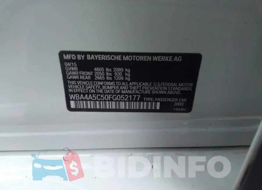 WBA4A5C50FG052177 Photo# 9