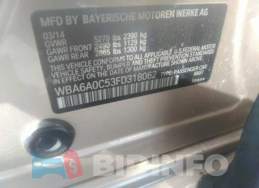 WBA6A0C53FD318062 Photo# 9