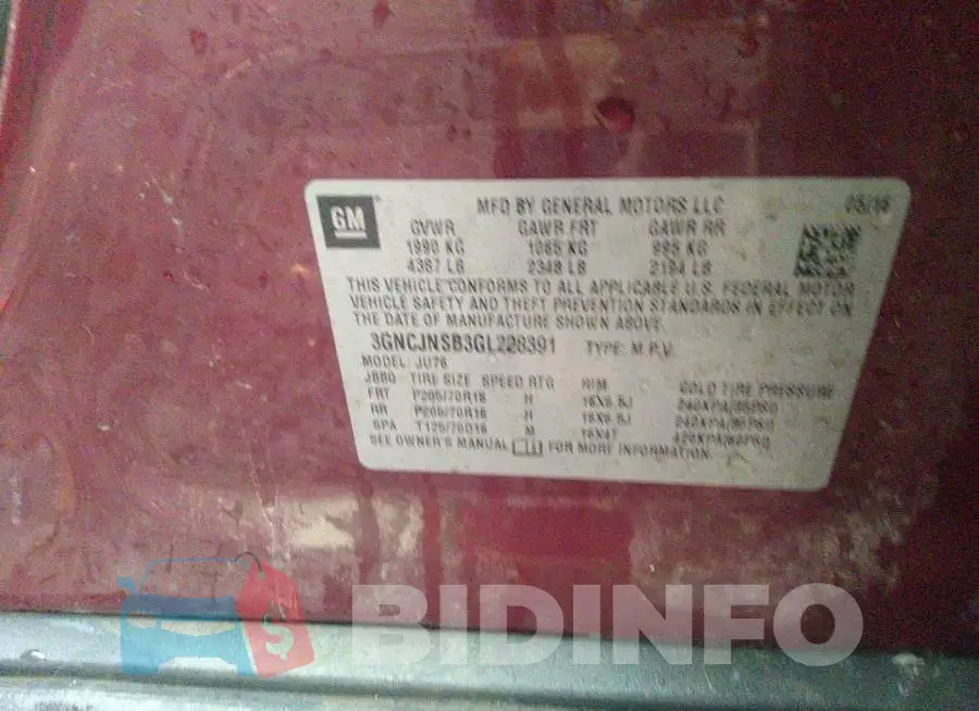 3GNCJNSB3GL228391 Photo# 9