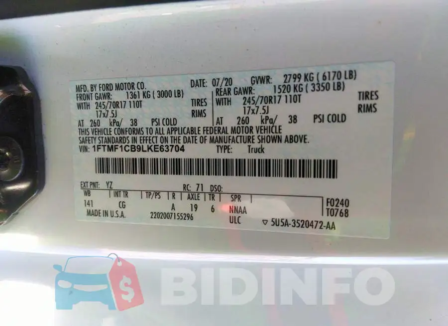 1FTMF1CB9LKE63704 Photo# 9
