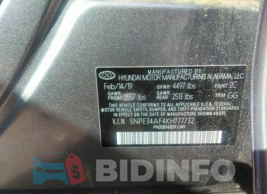 5NPE34AF4KH777732 Photo# 9