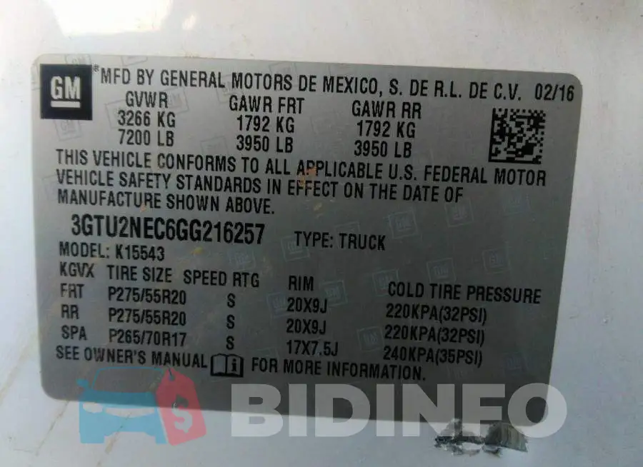 3GTU2NEC6GG216257 Photo# 9