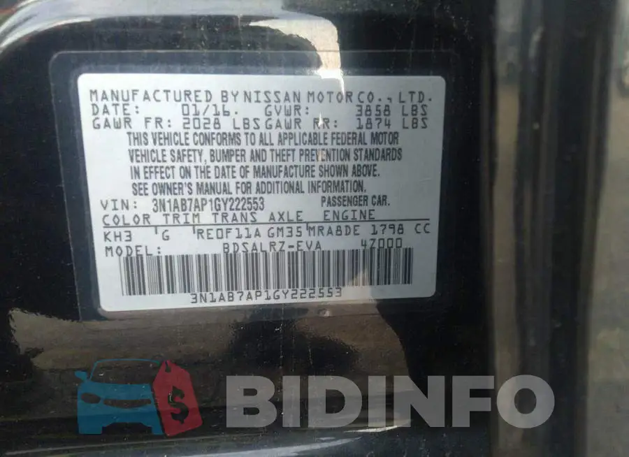 3N1AB7AP1GY222553 Photo# 9