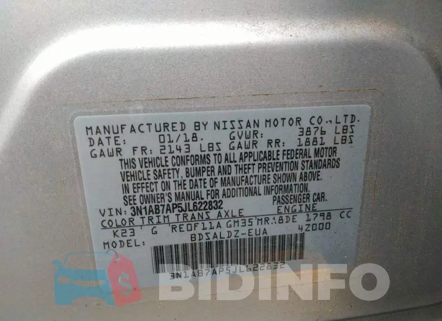 3N1AB7AP5JL622832 Photo# 9