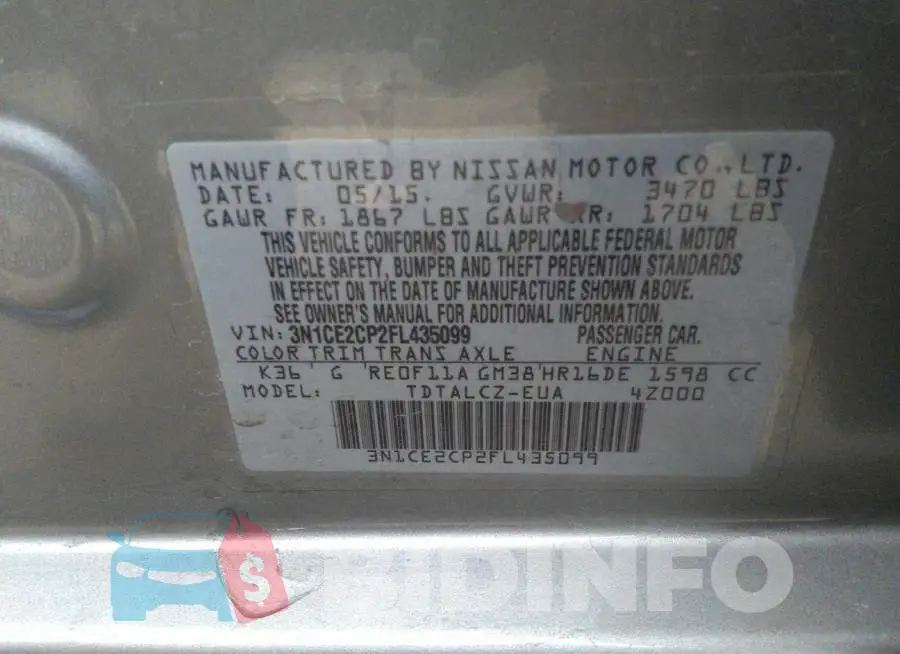 3N1CE2CP2FL435099 Photo# 9