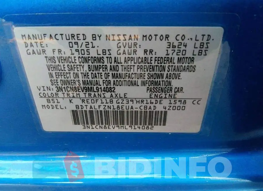 3N1CN8EV9ML914082 Photo# 9