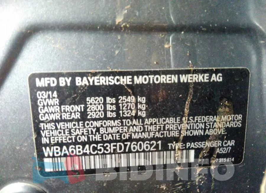 WBA6B4C53FD760621 Photo# 9