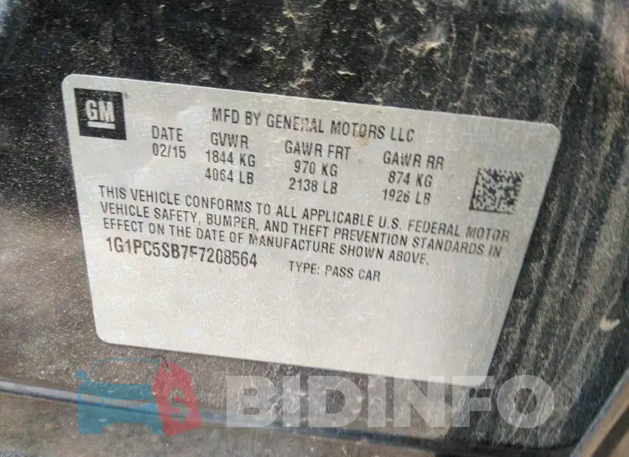 1G1PC5SB7F7208564 Photo# 9