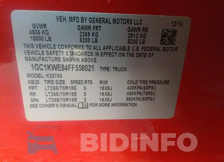 1GC1KWE84FF558021 Photo# 9