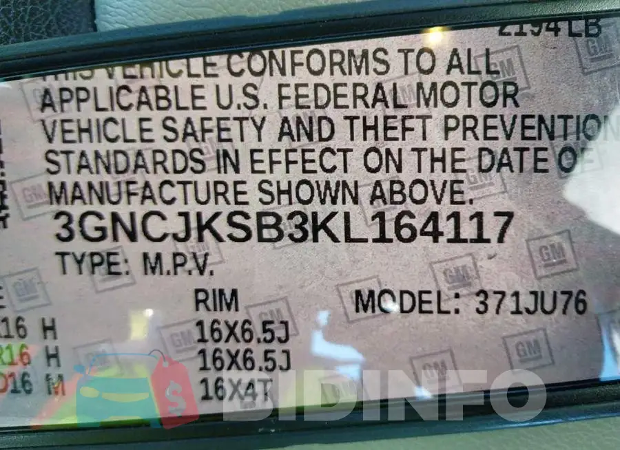 3GNCJKSB3KL164117 Photo# 9