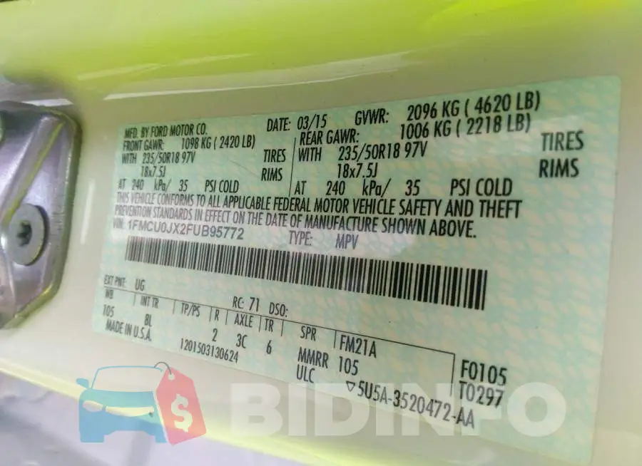 1FMCU0JX2FUB95772 Photo# 9