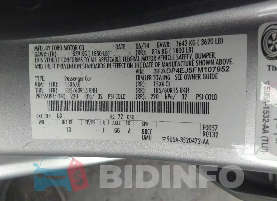 3FADP4EJ5FM107952 Photo# 9