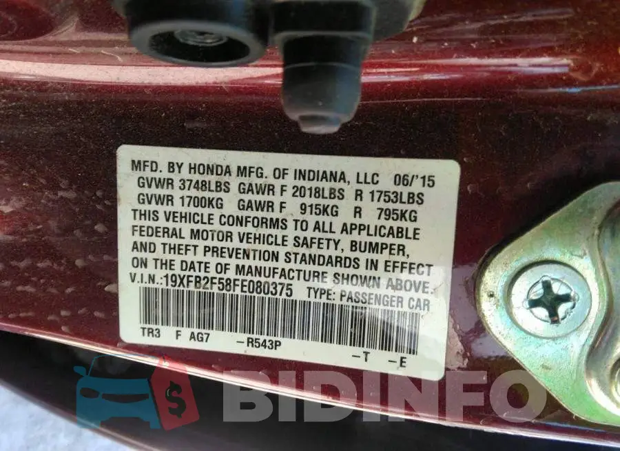 19XFB2F58FE080375 Photo# 9