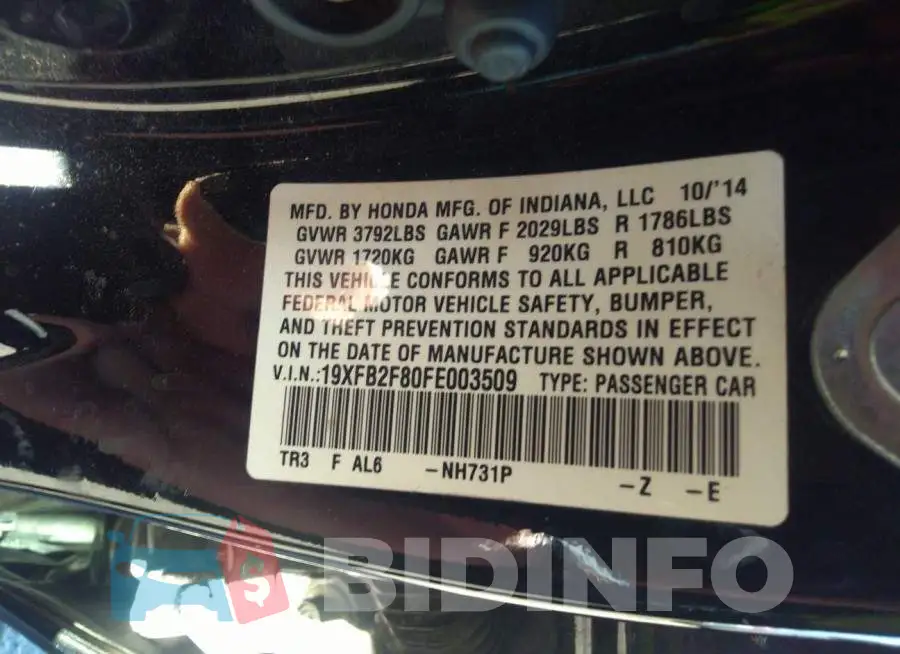 19XFB2F80FE003509 Photo# 9