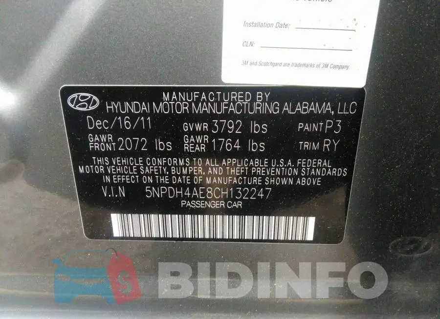 5NPDH4AE8CH132247 Photo# 9