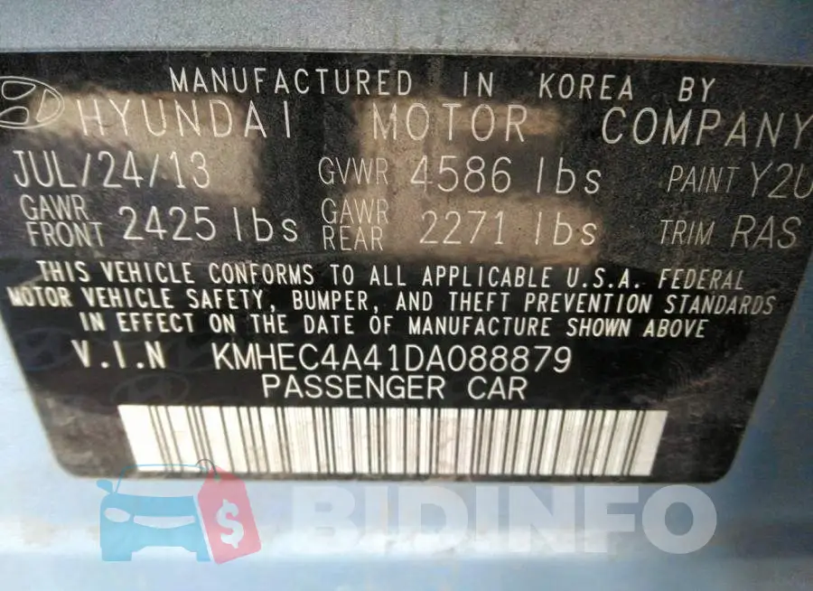 KMHEC4A41DA088879 Photo# 9