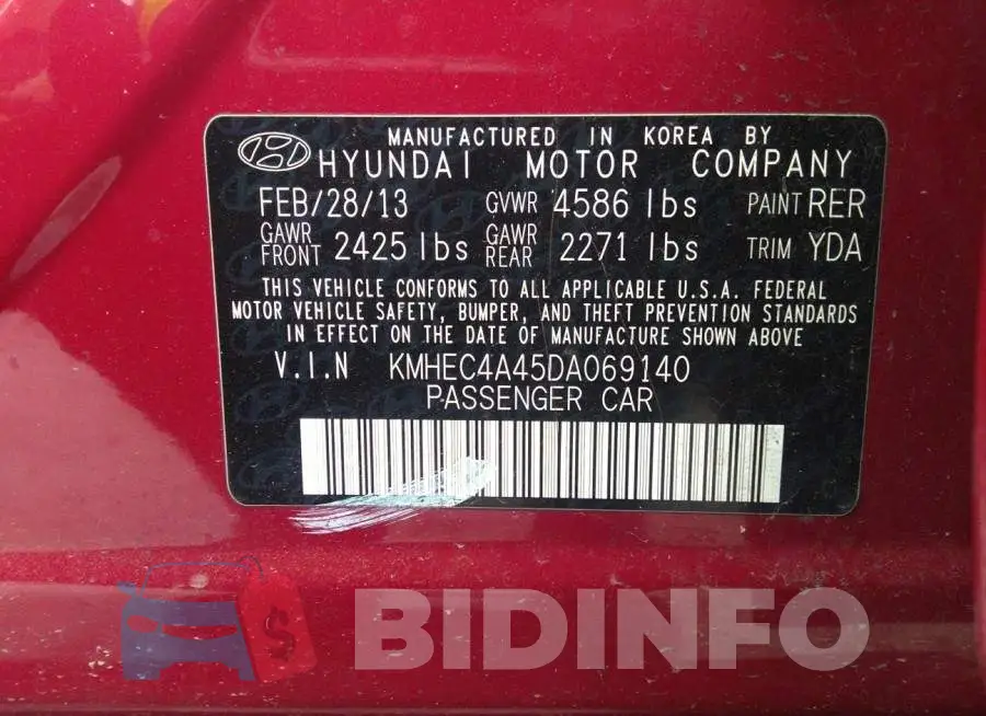 KMHEC4A45DA069140 Photo# 9