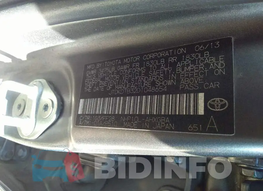 JTDKDTB32D1048654 Photo# 9