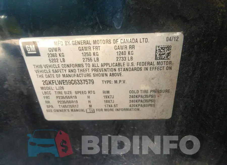 2GKFLWE59C6337579 Photo# 9