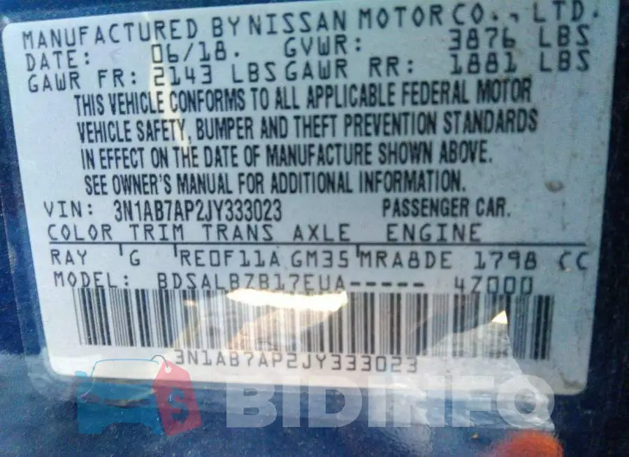 3N1AB7AP2JY333023 Photo# 9