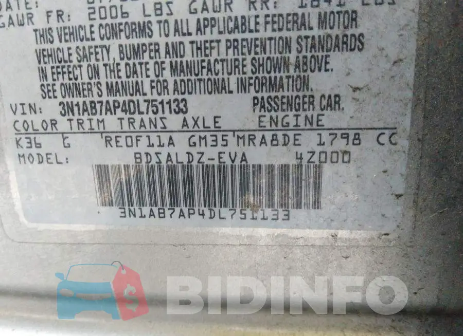 3N1AB7AP4DL751133 Photo# 9