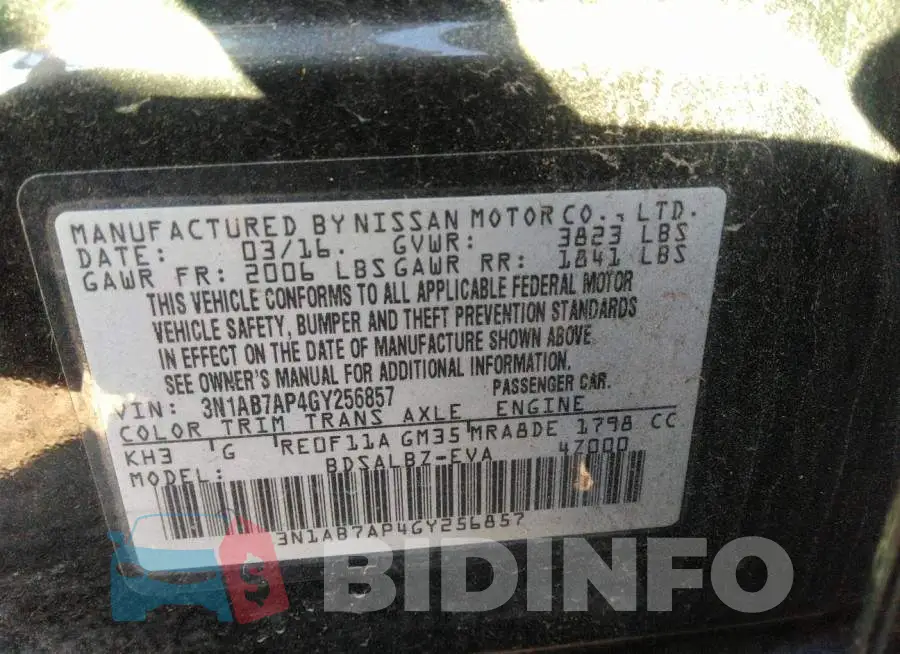 3N1AB7AP4GY256857 Photo# 9