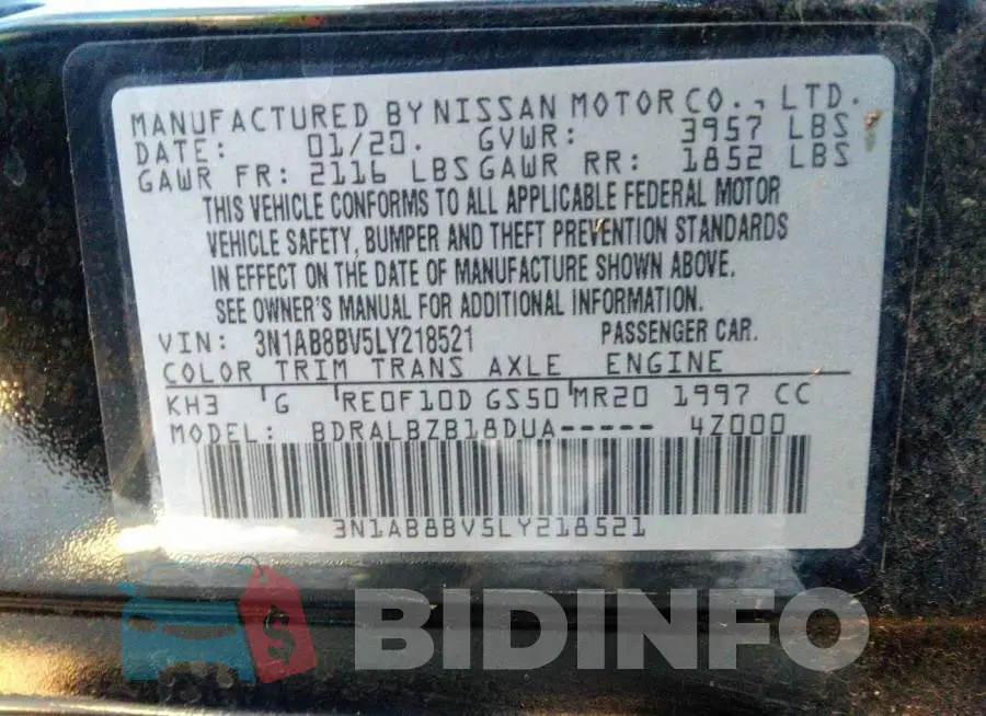 3N1AB8BV5LY218521 Photo# 9