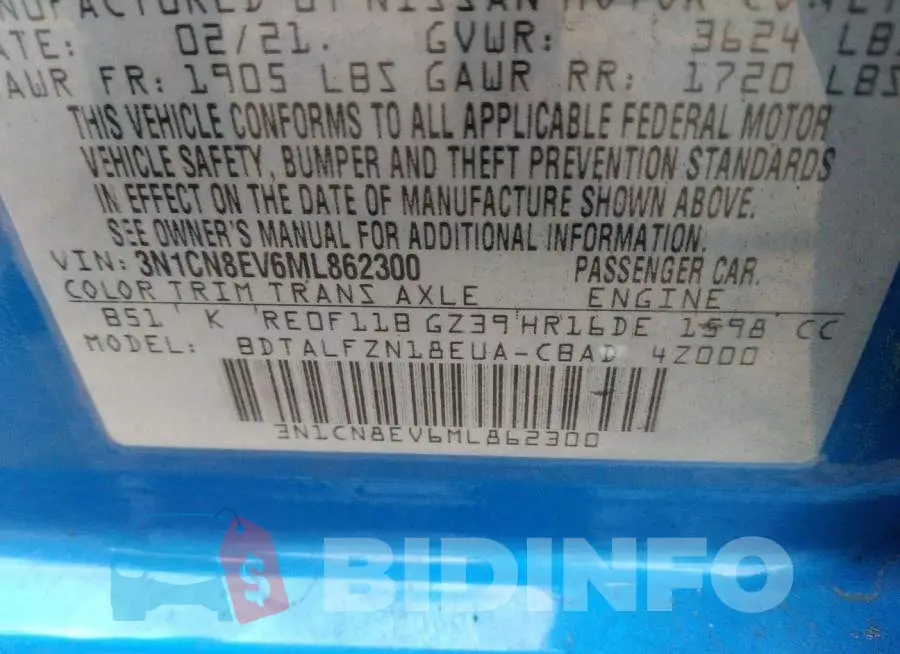 3N1CN8EV6ML862300 Photo# 9