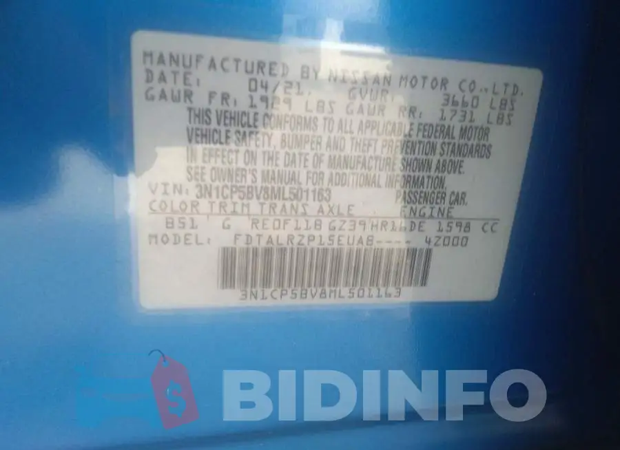3N1CP5BV8ML501163 Photo# 9