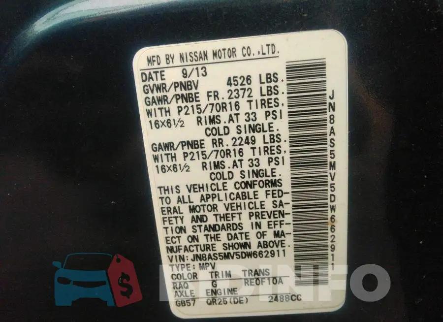 JN8AS5MV5DW662911 Photo# 9