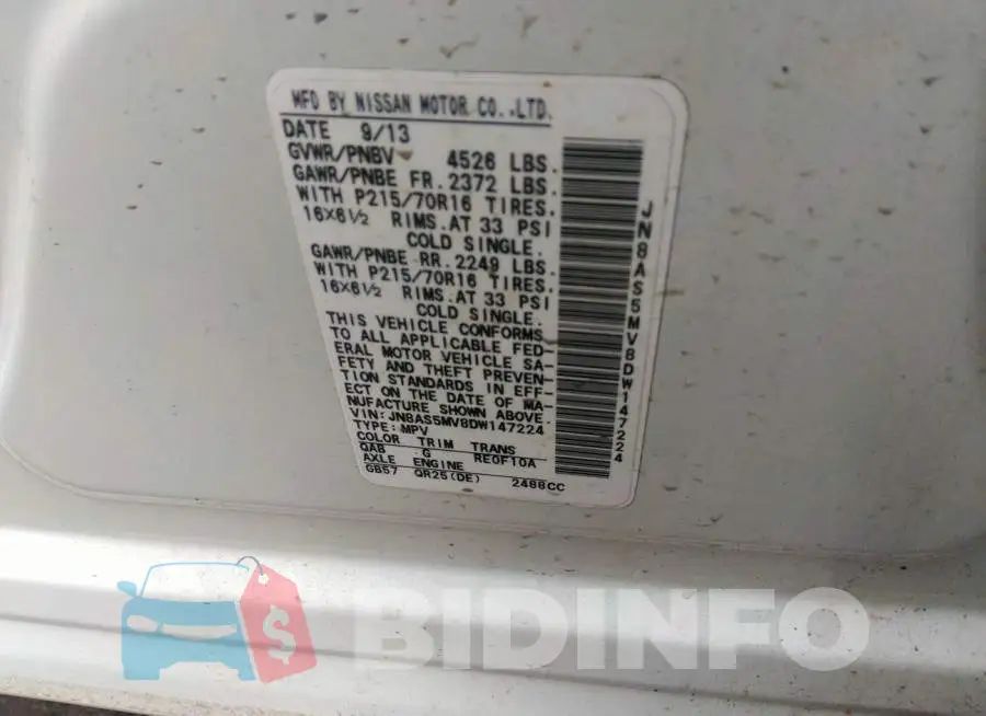 JN8AS5MV8DW147224 Photo# 9