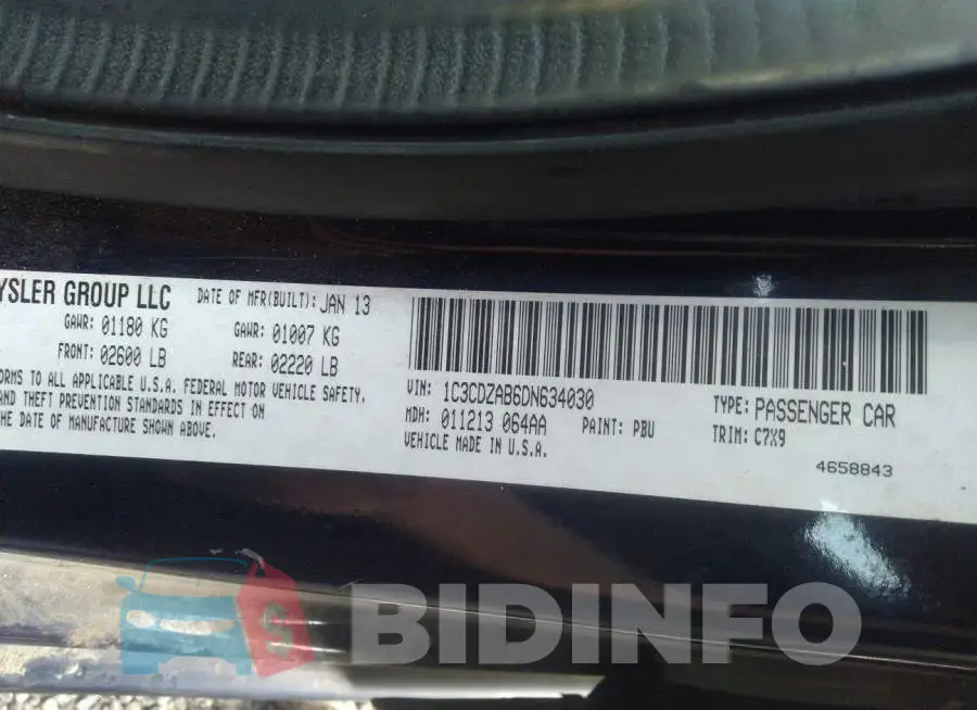 1C3CDZAB6DN634030 Photo# 9