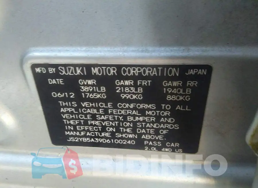 JS2YB5A39D6100240 Photo# 9