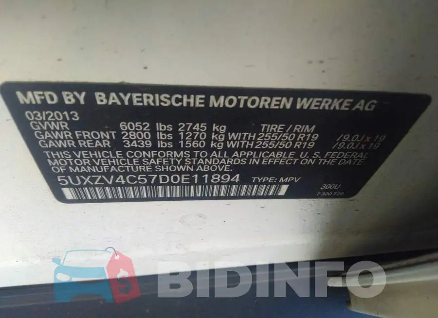 5UXZV4C57D0E11894 Photo# 9