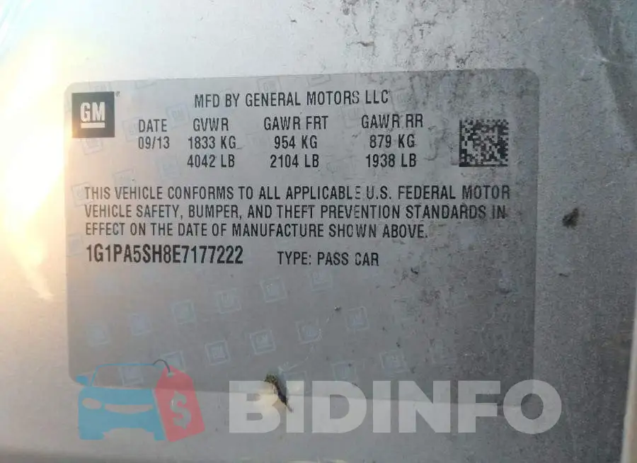 1G1PA5SH8E7177222 Photo# 9